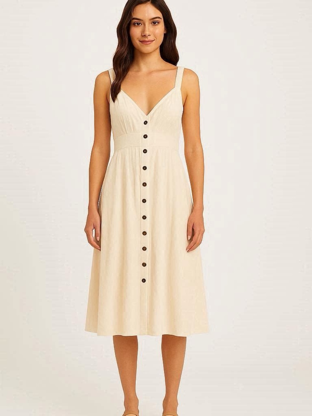 White Linen Midi Dress